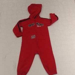 Red Oshkosh One Piece Sweat suit Romper Size 24 M